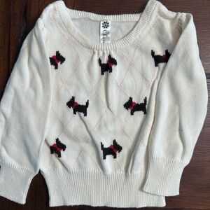 Girls White Sweater with embroidered Scottie dogs